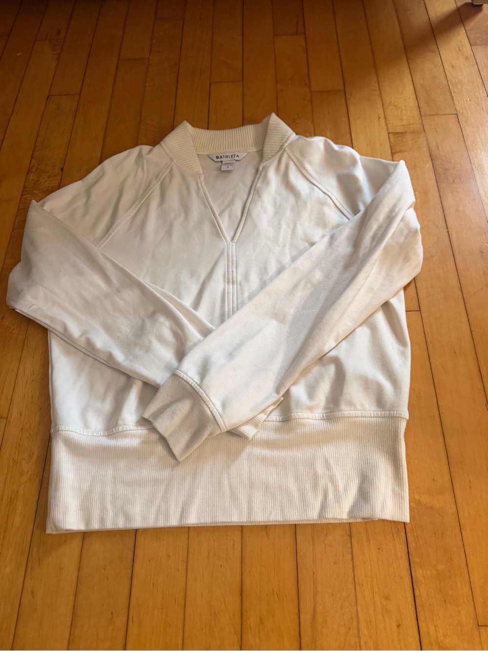 Athleta Cream Ribbed-Collar Jacket - Picture 2 of 3